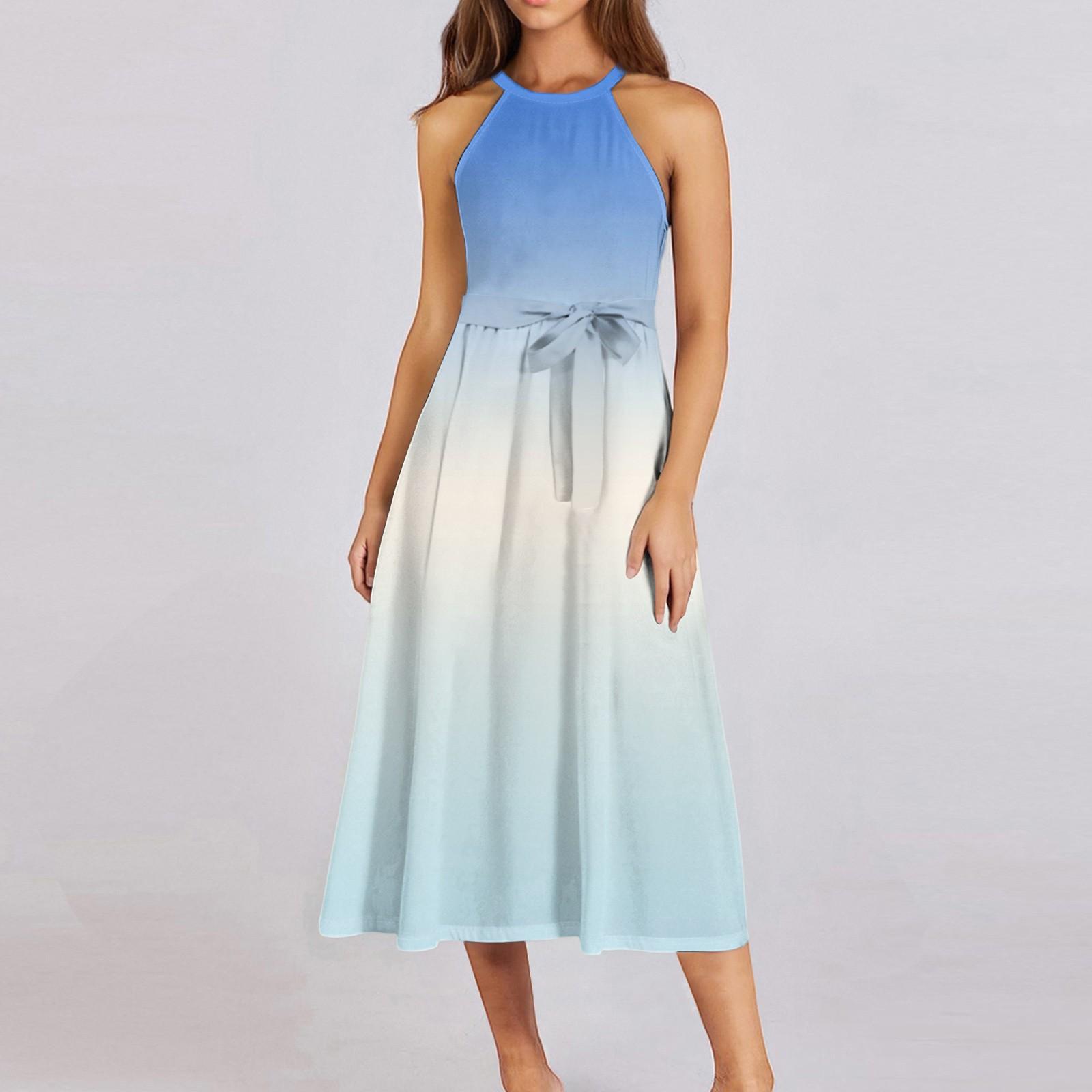 

Женское повседневное платье миди с круглым вырезом, классическое, повседневное, без рукавов, свободное платье в стиле бохо с завязками, летний пляжный сарафан XL