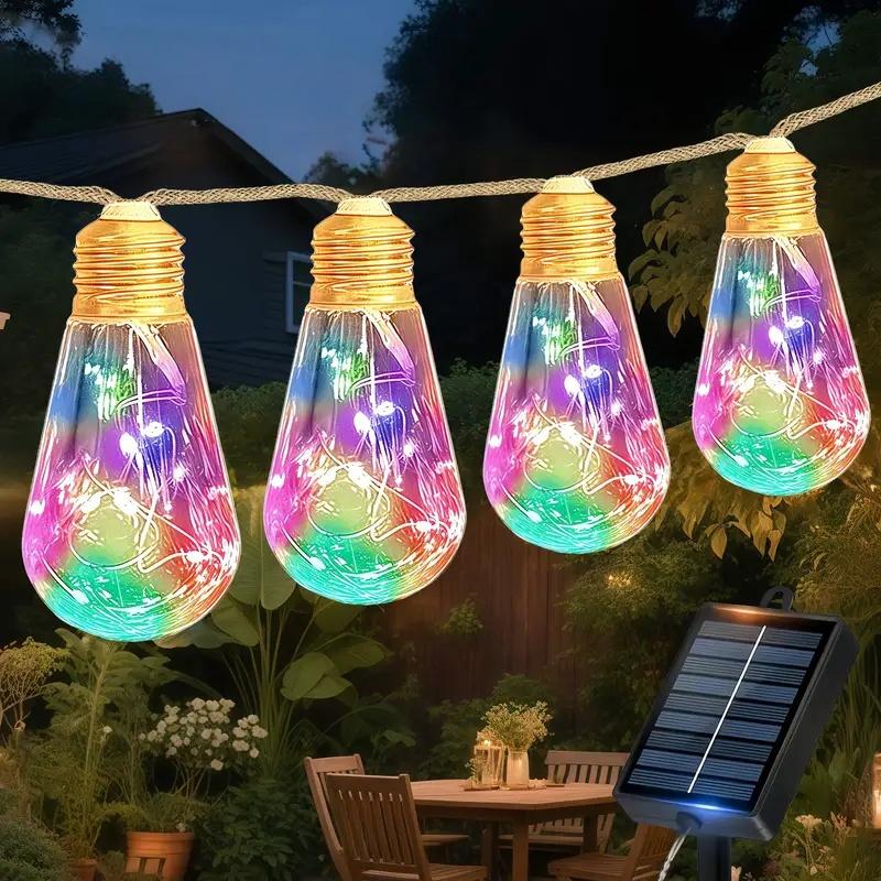 

Globe Solar Outdoor LED String Lights Plastic Shatterproof Bulbs Waterproof Patio Lights for Garden Outside Backyard Porch Light