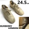 LONDON Leather Shoes Sneakers Beige Tan Check Pattern Size 24.5