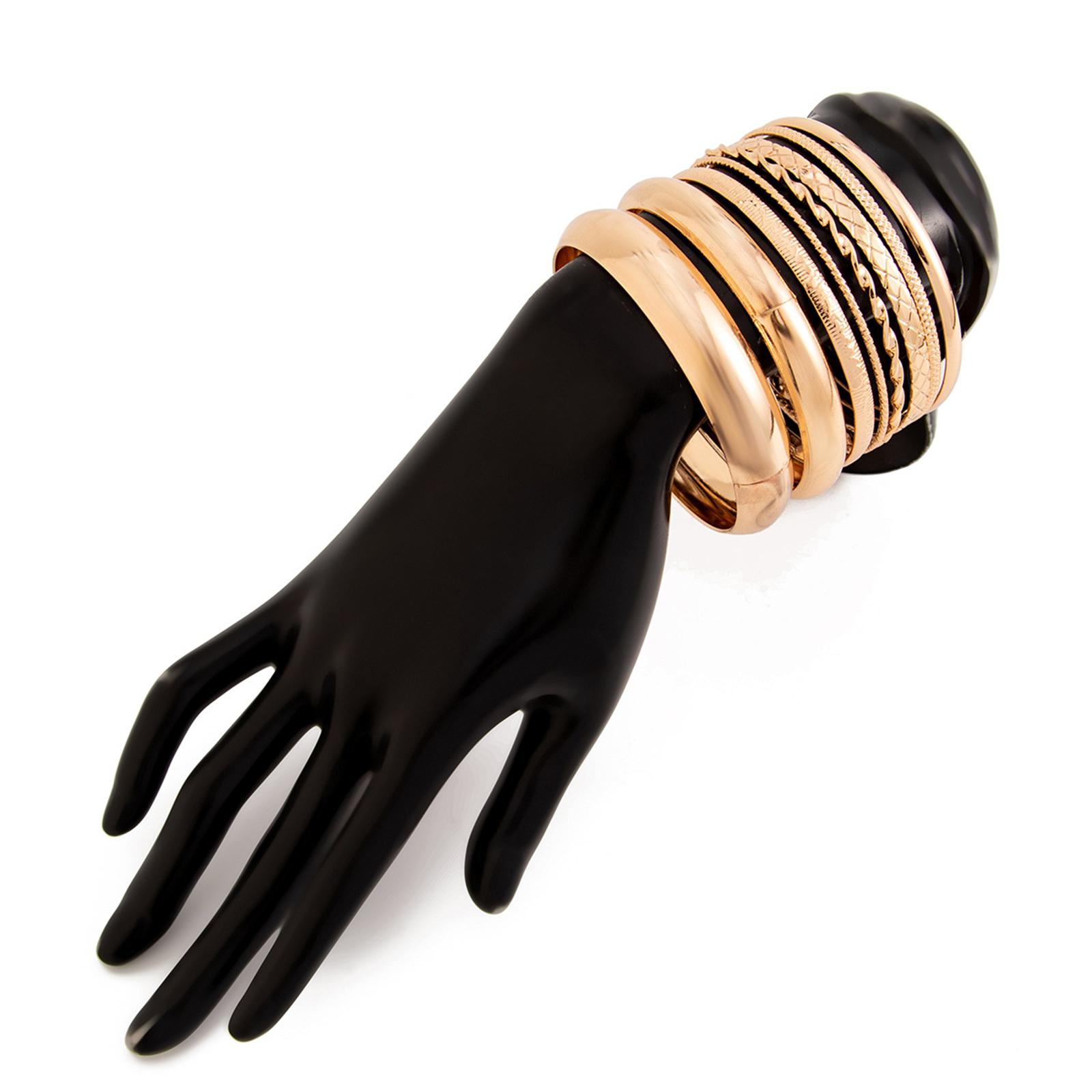 

8 шт. Массивные золотые браслеты-манжеты, Трендовые широкие массивные браслеты-манжеты, Золотые штабелируемые браслеты, Ювелирные изделия для женщин one size