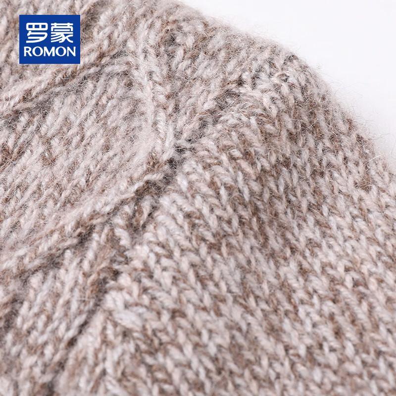 ROMON Men's 100% Cashmere Half-Turtleneck Cable Knit Sweater