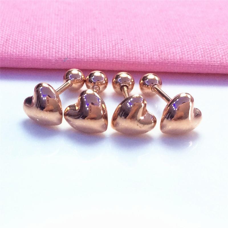 Purple Gold Love Stud Earrings, Simple And Exquisite Niche Temperament, Rose Gold-Plated Color Gold Ear Buckle