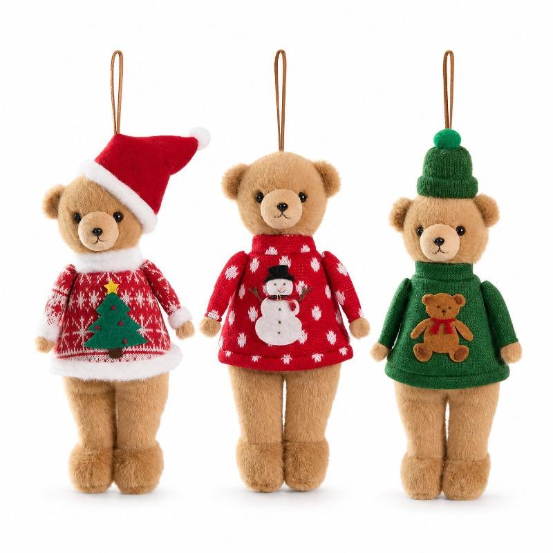 Christmas Decorations Fabric Plush Teddy Bear Doll Pendant Bear Christmas Tree Pendant