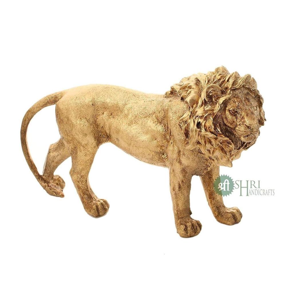 Resin 7" Animal Lion Sculpture Statue Handcrafted Decorative Showpiece Idol for Home & Office Decor Figurine (Brown)