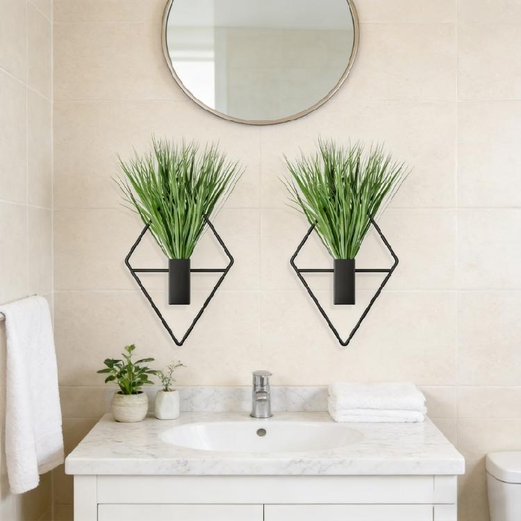 2pack Geometric Wall Mounted Plant Stylish Round Metal Hanging Planter for Modern Home Decoration