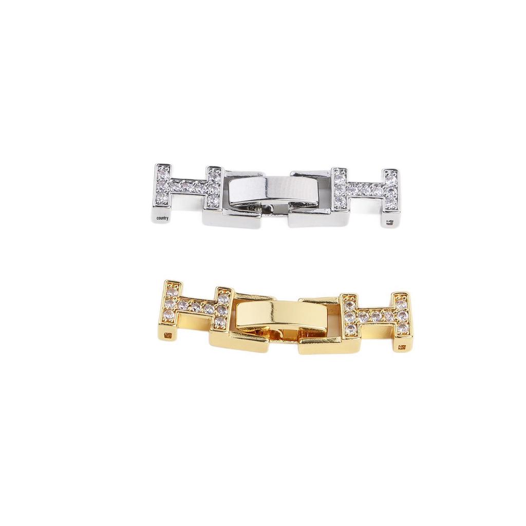 18K Gold Plated H-Shaped Zirconia Clasp for DIY Jewelry