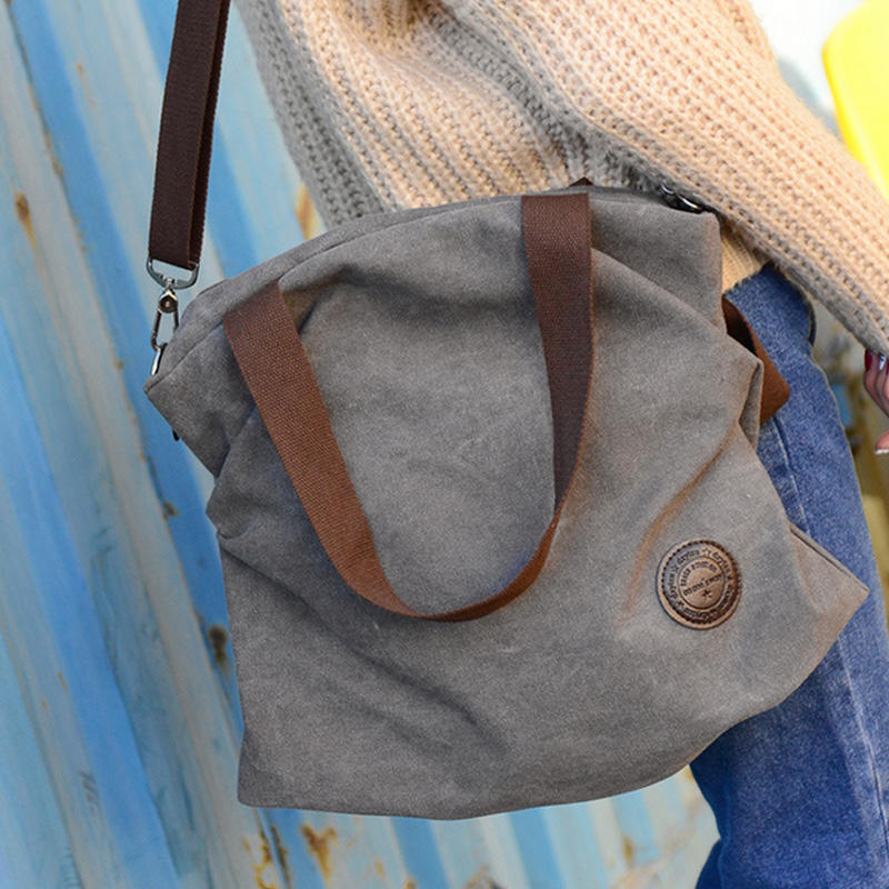 Damska płócienna skórzana torba o wysokiej pojemności Damska modna torba na ramię Torba