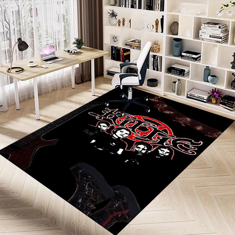 1pc KMFDM Home Office, Durable Polyester Floor Mat with Easy, Office Decor, Urban Style, Nonslip Backing, Highquality Fabric