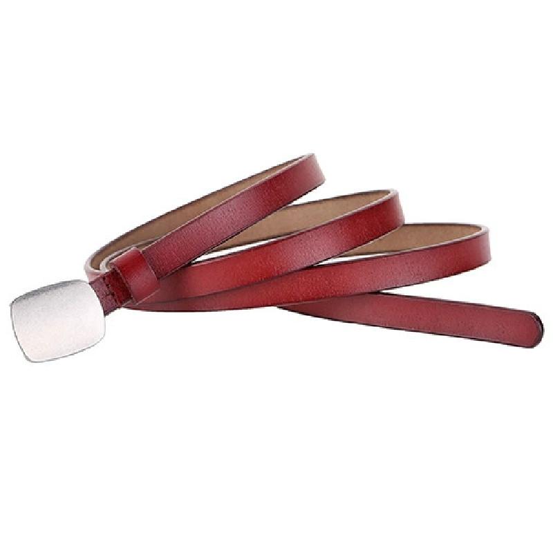 

Minimalist Leather Belt With Smooth Metal Buckle For Daily Wear And Office Red Brown,110cm