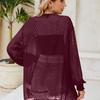 Fashion Thin Long Sleeve Plus Size Casual Blouse Women Summer Solid Elegant Loose Cardigan Shirts Women Tops See Through Sexy Ladies Blouses 25904