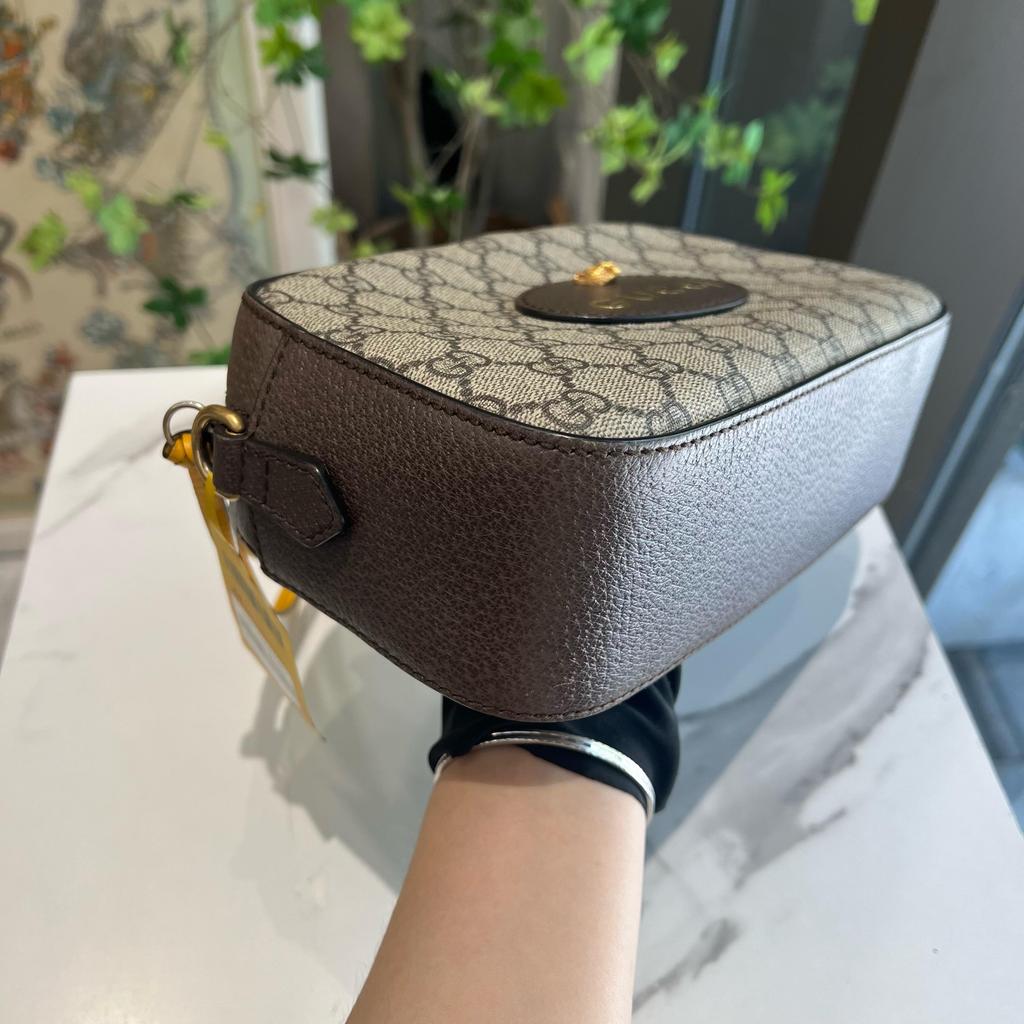 [Pre-Owned] Neo Vintage Series Gold Foil Logo Metal Tiger Head Monogram Canvas And Leather Camera Bag - Very Good #1V1FK6Q