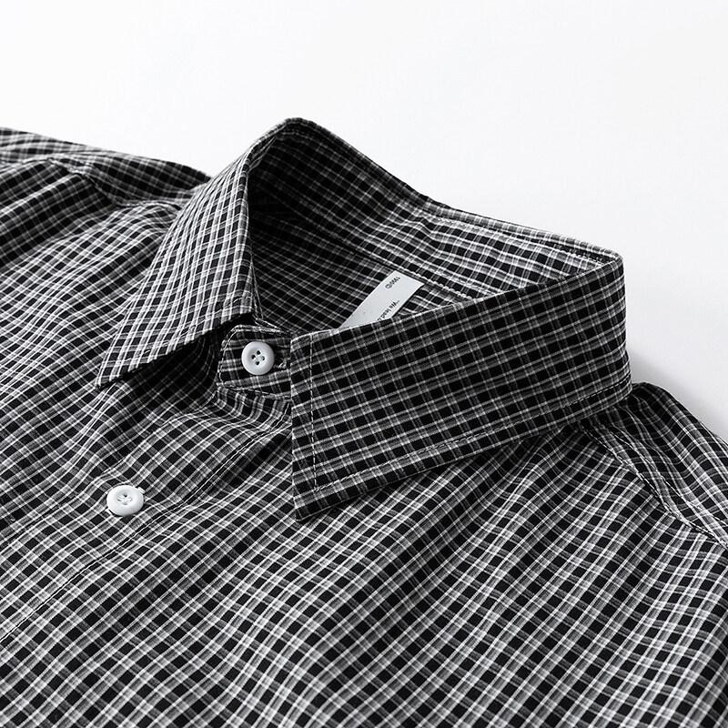 Men's Fashion Small Plaid Long Sleeve Shirt Loose Jacket Japanese Versatile Teen Cardigan Shirt