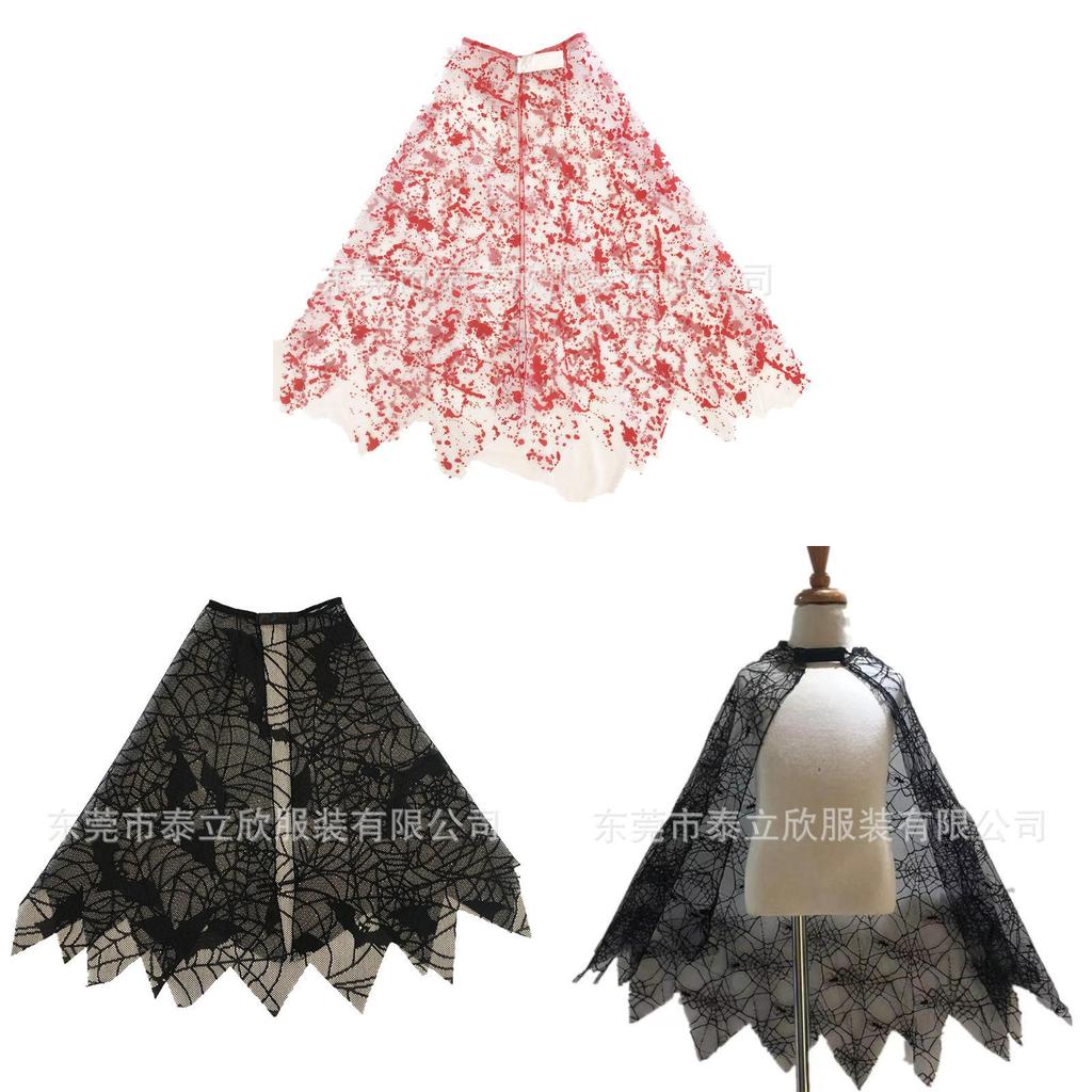 Halloween Spider Web Lace Cape For Kids And Adults Cosplay Party Costume