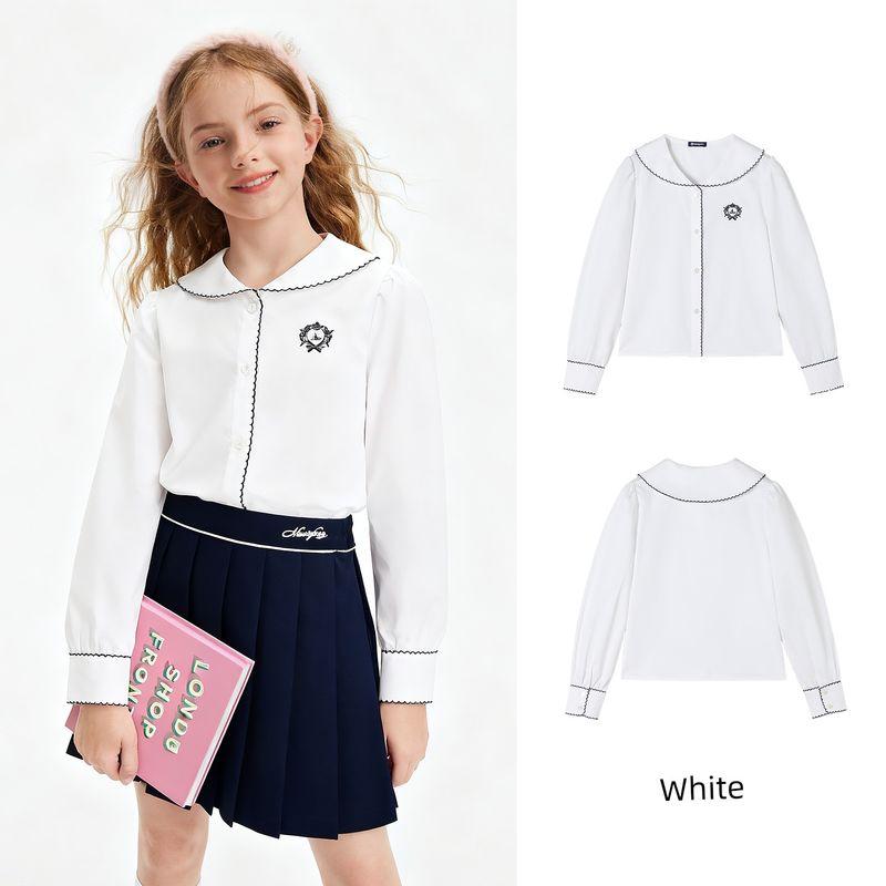 Navigare Italian Small Sailboat Kidsren's Shirt 2026 Spring & Fall New Style Girls' Cotton Long-Sleeved Doll Collar