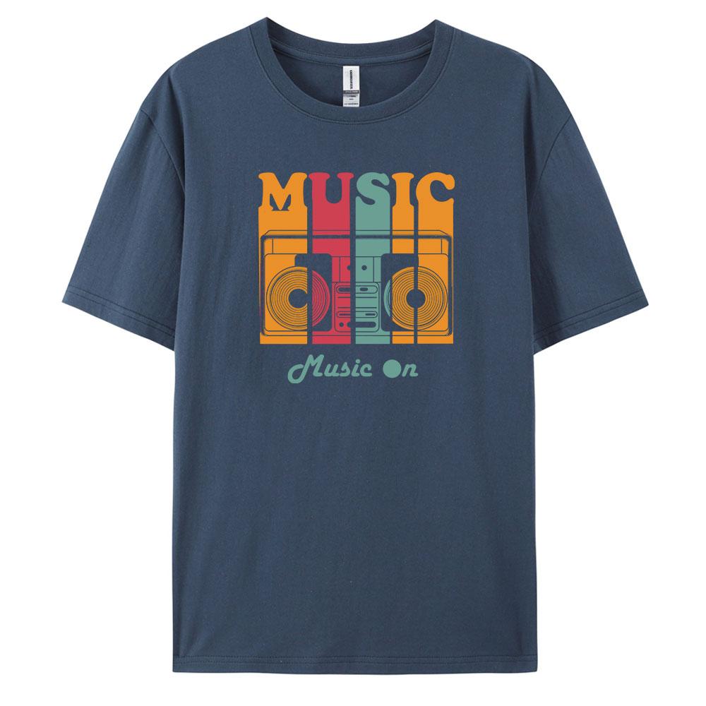 Music Mens Casual Shortsleeved Tshirt with 100 Cotton Fashion print Tees oversize