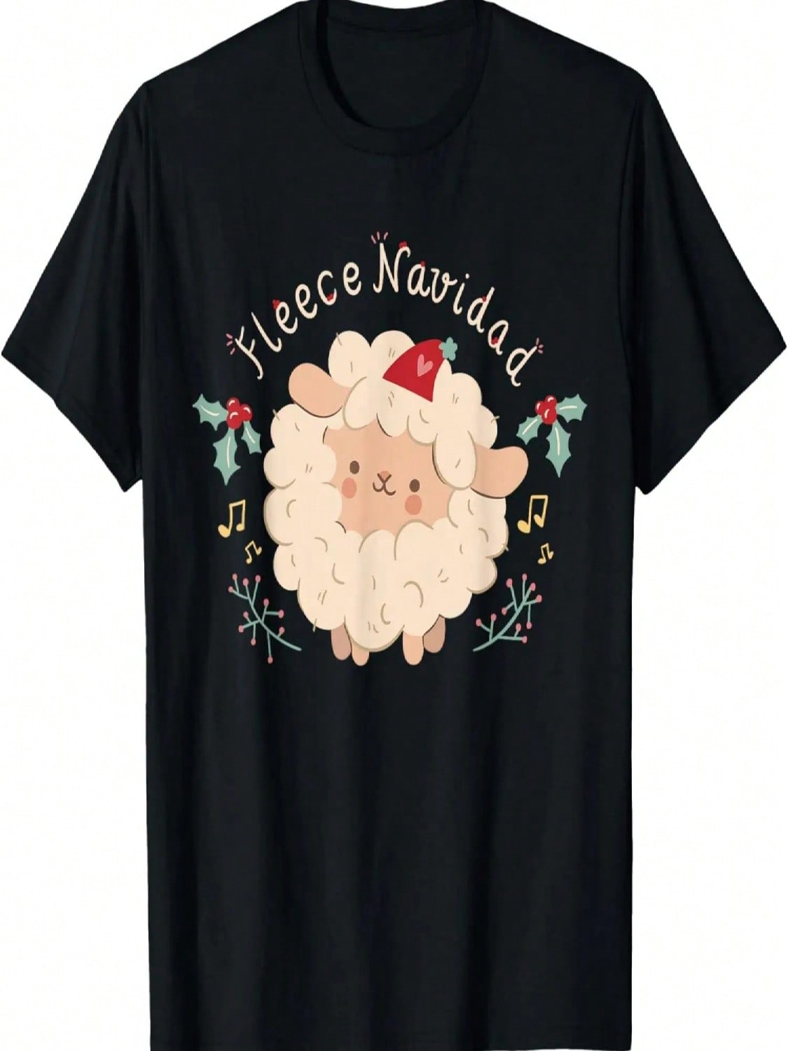 Fleece Navidad Cute Christmas Sheep T-Shirt S