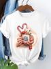 (Asian Size) Leopard Tree Cute 90s T Shirt Print Fashion Merry Christmas Women's Top Short Sleeve T-shirts O-neck Casual New Year Clothing Graphic Tee