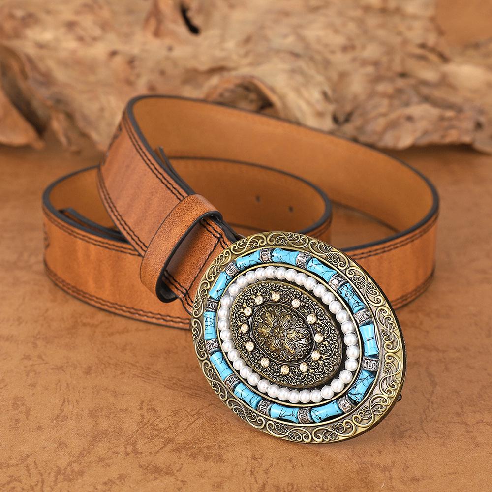 Retro Saphir Perlen Modegürtel für Damen