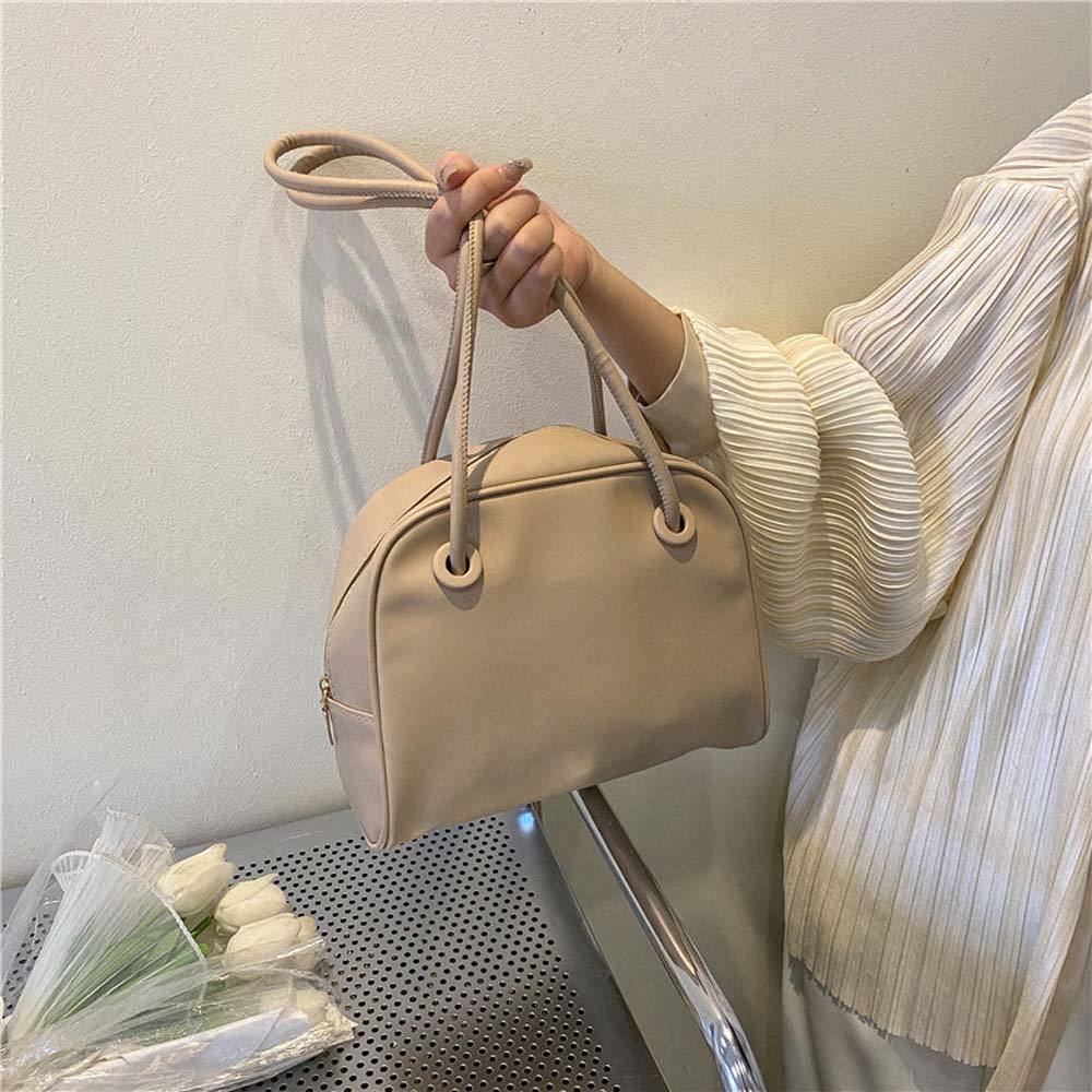 Large Capacity Soft PU Tote Bag Elegant Solid Color Shoulder Bag Square Underarm Bag School