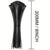 200pcs Heavy Duty Cable Zip Ties Tensile Strength Self-Locking Black Nylon Tie WrapsHighstrength Material, Reusable Cable Ties