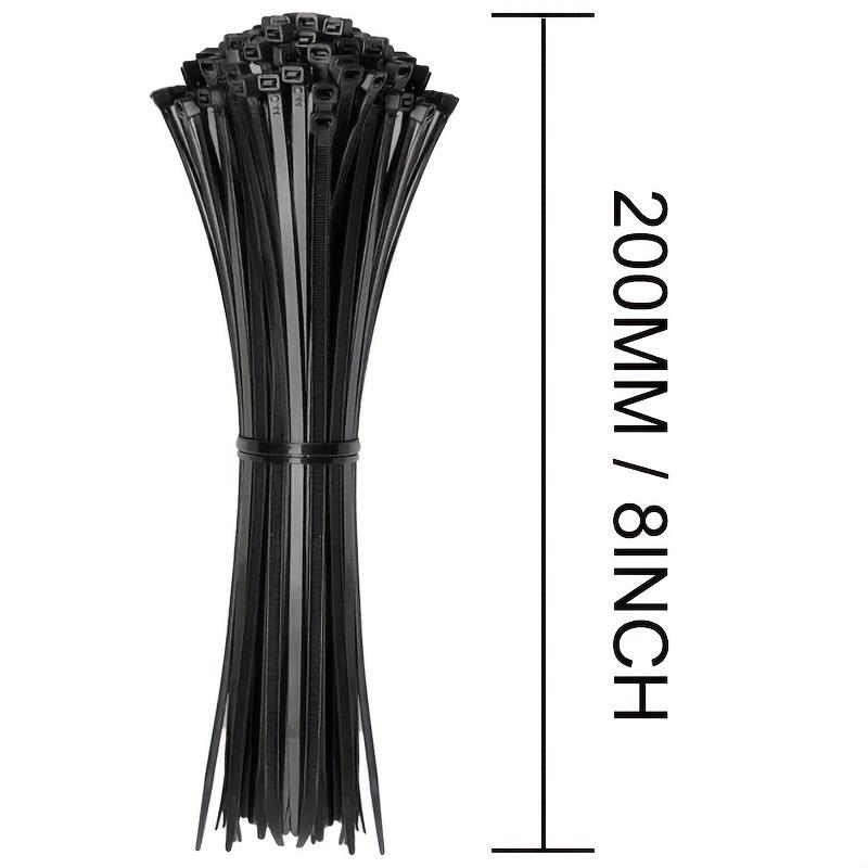 200pcs Heavy Duty Cable Zip Ties Tensile Strength Self-Locking Black Nylon Tie WrapsHighstrength Material, Reusable Cable Ties