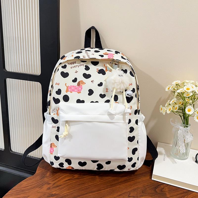 Schoolbag Japanese cartoon cute puppy printed backpack high value student girl casual contrasting color large capacity schoolbag