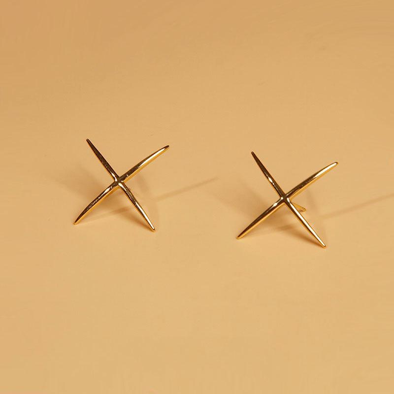 Cross Minimalist Glossy Geometric Lines Women's Style Niche Design Personalized Earrings for Women