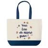 Sac shopping - PLANETEE - Lou elle assure grave - Fond bleu - Coton 40x45 cm - Grand format