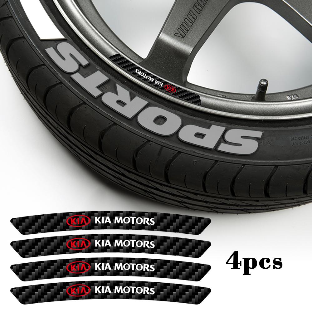 4Pcs Carbon Fiber Car Wheels Rim Sticker Decoration Vinyl Decal For Kia Rio Sportage Cerato Soul Sorento Picanto Ceed Optima K3
