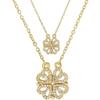 Four-Leaf Clover Necklace Hollow Heart Shape 2 In 1 Retro Magnetic Foldable Heart Shape - Pretty Pendant Transfor[q9261]