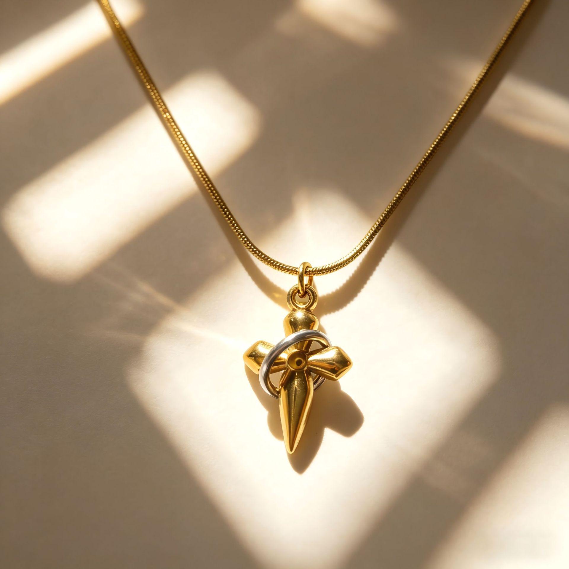 Simple Titanium Steel Star Cross Pendant Necklace for Men and Women