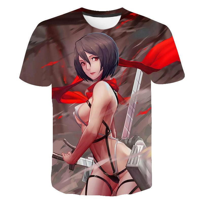 Fashion Attack on Titan 3D Printed T-Shirt, Anime Graphic Tee, Lightweight Polyester Breathable Casual Streetwear Clothes