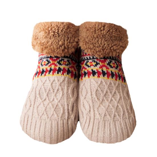 1 Pair Winter Floor Socks Thickened Fuzzy Plush Jacquard Warmth Retention Anti-slip Sole Leg Warmer Fall Winter Floor Socks Holiday Gift