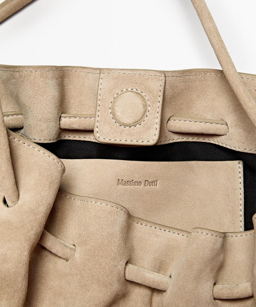 Massimo Dutti Split Suede Pleated Bag
