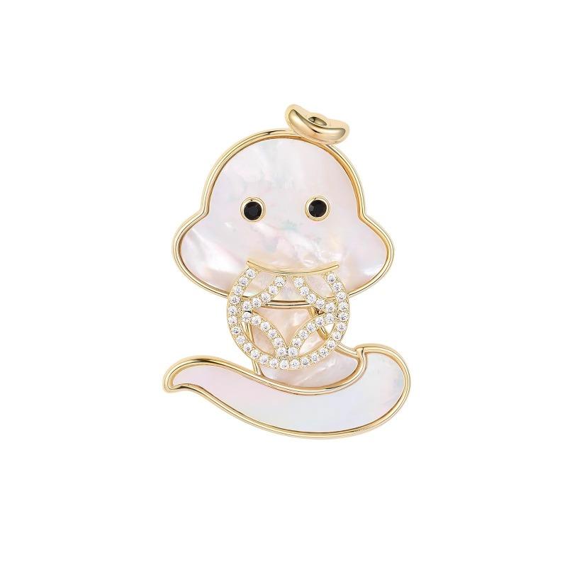 Cute Gold Coin Snake Baby Brooch, High-end Women's Fashionable and Elegant Brooch, Niche and Sophisticated Brooch