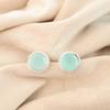 Aqua Chalcedony Gemstone 925 Solid Silver Jewelry Handmade Partywear Studs 0.53" EE-147-13