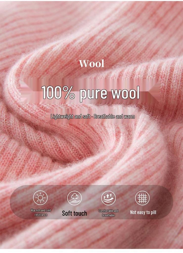 Women's Ribbed Wool V-Neck Sweater, Slimming Fit, Autumn/Winter Pullover