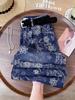 Winter 2026 High-Waisted Blue Chic Retro Embroidered Jeans - Plus Velvet Thickened Straight Leg Pants