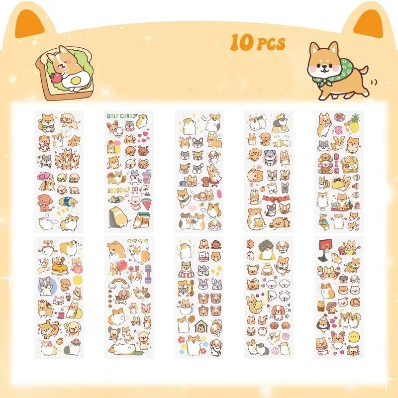 

10 листов милых детских наклеек из мультфильмов, серия «Планета домашних животных», креативный водонепроницаемый материал для справочника домашних животных, украшения своими руками, товары для творчества