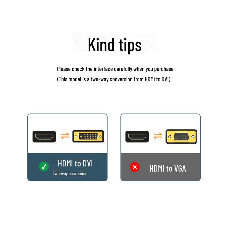 Bidirectional HDMI To DVI 24+1 Cable for Computer Monitor, TV, and Projector Connection