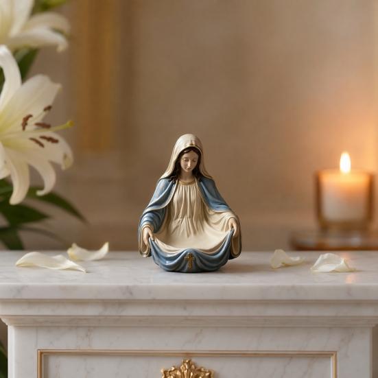 Jewelry Storage Box with Jesus or Virgin Design Religious Tray Compact Multi-Use Faith