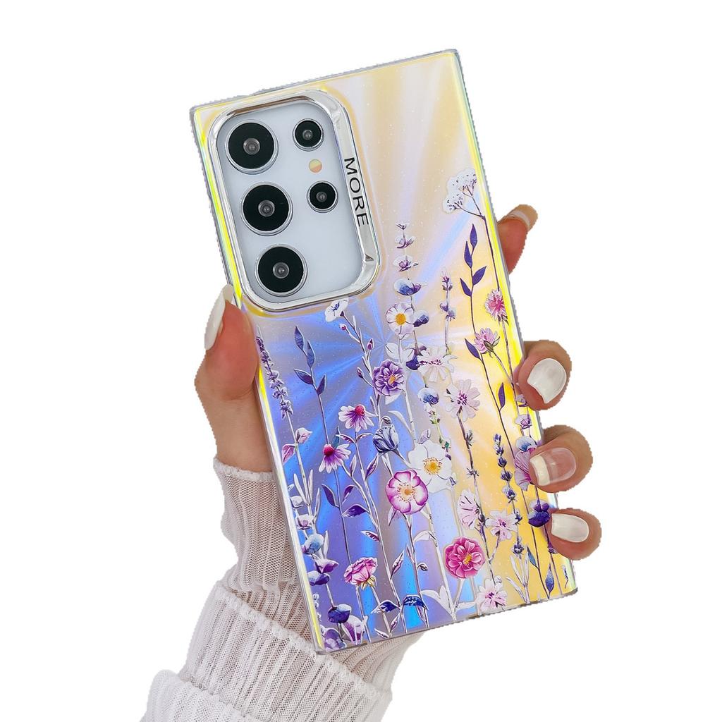 Electroplating Laser Flowers Are Suitable for Samsung S25 Ultra Mobile Phone Case Anti Fall S24PLUS Matte A16 New Hard Case