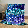 Overlapping gradient blue and purple tiles with black outlines. for all seasons blanket lunch break throw gift