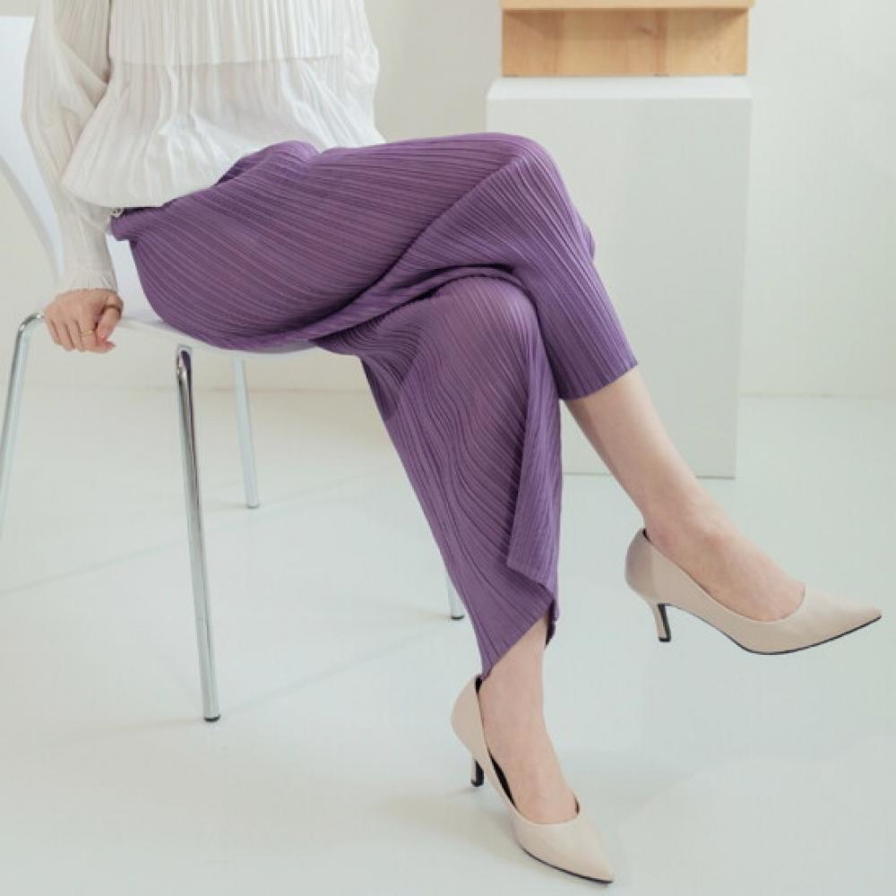 Plara Basic Wide Banding Pleats Pants