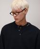 Dibellobeu Daily Henley Neck Round Knit_ Navy