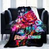1PC Custom Name Colorful Rose Fantasy Flannel Blanket Versatile,all-season Throw Suitable for the Living Room,bedroom,camping,travel,and Gift