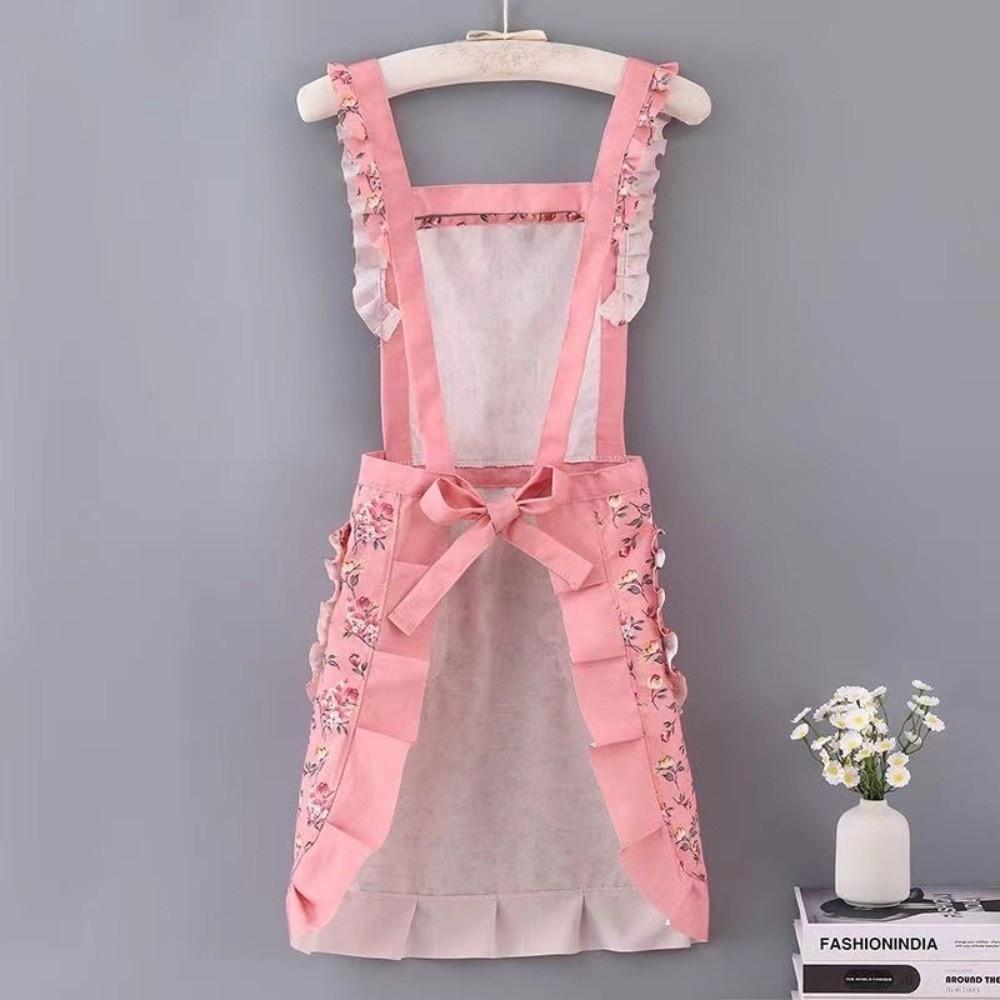 Breathable Ruffle Edge Apron Oilproof Kitchen Apron New Floral Apron Kitchen Cooking