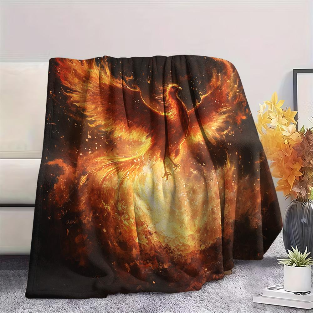 Sparkling Phoenix  Print Flannel Blanket, High quality Comfortable for All Seasons, Home Decor, Warmth and Comfort