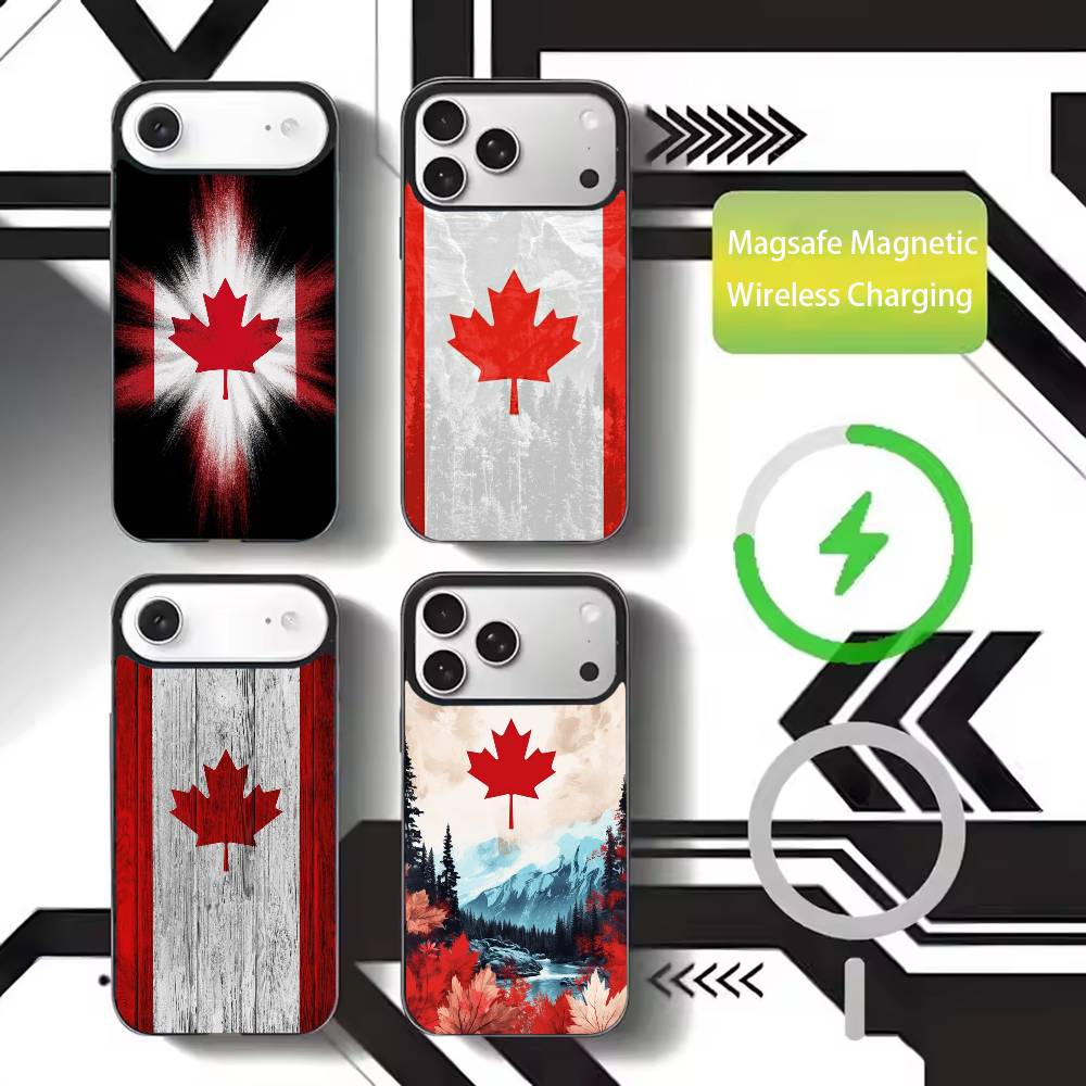 Canada Canadian Flag Phone Case For iPhone17,16,15,14,13,12,11 Plus,Pro Max Magnetic For Magsafe Wireless Charging