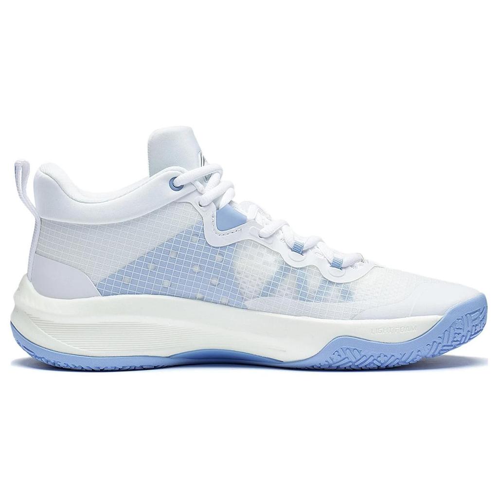 Li Ning Light Speed 1.0 Textil, TPU Niedrig geschnittene Basketballschuhe Herren Weiß Blau ABAS041-4